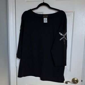 Bob Mackie Black Wearable Art Top